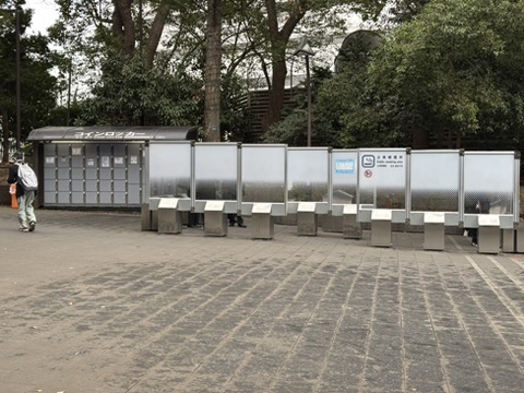Lockers and smoking area in Ueno Park