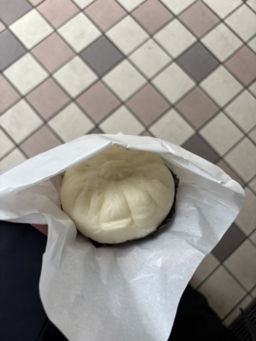 Steamed bun and chocolate drink from Lawson