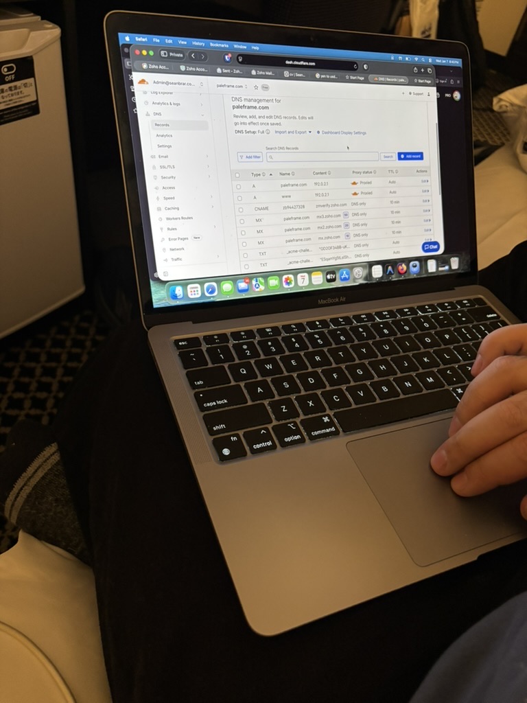 Working on laptop in hotel room