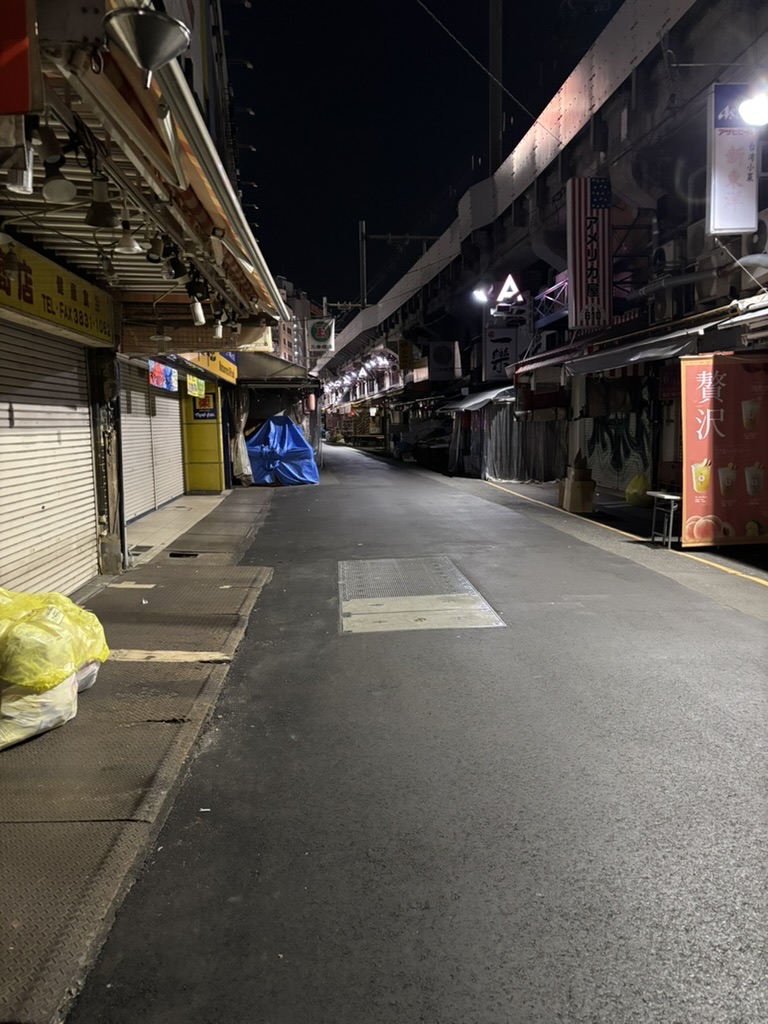 Empty streets late at night